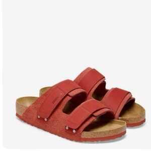 Birkenstock Uji suede and nubuk leather Velcro sienna red sandals brand new 38